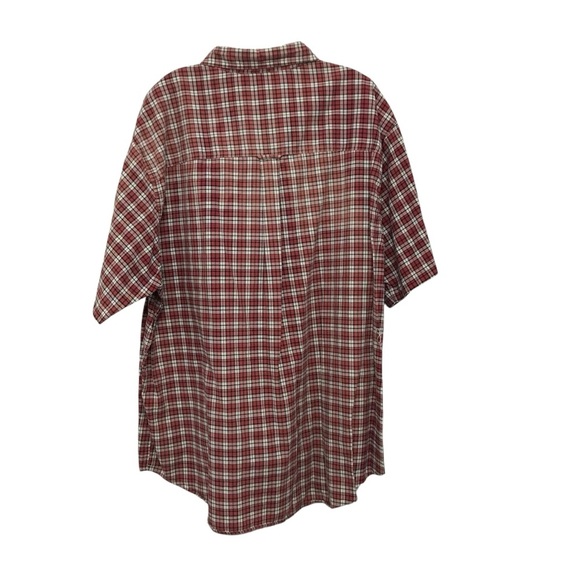 Chaps Ralph Lauren Red Blue Plaid Mens XXL Button Down Short Sleeve Shirt Logo - Picture 5 of 6